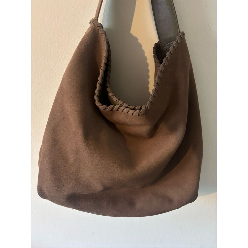TORY BURCH Marion River Rock Suede Hobo Bag - Picture 3 of 10